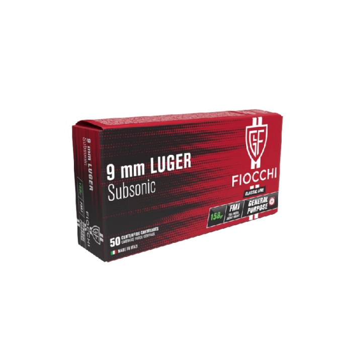 Fiocchi 9mm 158 gr FMJ Subsonic