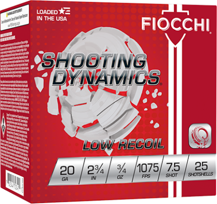 Fiocchi Shooting Dynamics 20 Gauge 2 3 4 oz 7.5 Shot